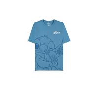 Lilo & Stitch Hugging Stitch Mujer Camiseta Azul Vorne Bedruckt Regular L Azul