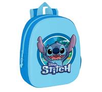 LILO & STITCH - Mochila Escolar, con Diseño 3D, Adaptable a Carro, Ideal para Niños de Diferentes Edades, Cómoda y Versátil, Calidad y Resistencia, 27x10x33 cm, Color Azul