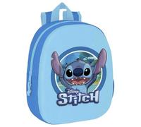 LILO & STITCH - Mochila Escolar, con Diseño 3D, Adaptable a Carro, Ideal para Niños de Diferentes Edades, Cómoda y Versátil, Calidad y Resistencia, 27x10x33 cm, Color Azul