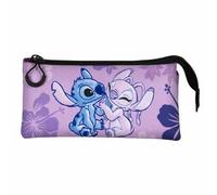 Disney Lilo y Stitch Stitch & Angel-Portatodo Triple FAN 2.0, Lila, 23 x 11 cm