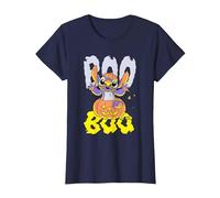 Lilo & Stitch Stitch Halloween Boo Pumpkin Camiseta, Mujer, Azul Marino, S