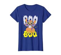 Lilo & Stitch Stitch Halloween Boo Pumpkin Camiseta, Mujer, Azul Real, S
