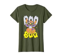 Lilo & Stitch Stitch Halloween Boo Pumpkin Camiseta, Mujer, Verde Oliva, S