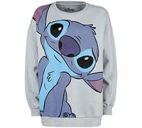 Lilo & Stitch Stitch Mujer Sudadera Gris Jaspeado 100% algodón Ancho