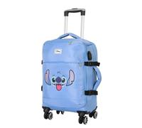 Lilo y Stitch Face-Maleta de Cabina 4 Ruedas, Azul, 20 x 40 x 55 cm, Capacidad 44 L