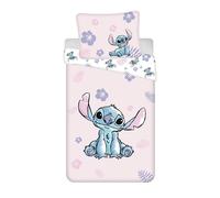 Jerry Fabrics Lilo und Stitch - Juego de ropa de cama reversible y almohada (135/140 x 200 cm), color rosa