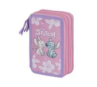 Lilo y Stitch Pink-Estuche Plumier Completo Triple, Rosa, 14 x 21 cm