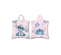 Jerry Fabrics Poncho de toalla con capucha Lilo & Stitch, doble cara 115x50 cm para niños y niñas