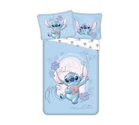 Lilo & Stitch Wave - Juego de funda de edredón y funda de almohada 100% algodón, suave y transpirable, tamaño individual 140 x 200 cm + 70 x 90 cm, divertido diseño de punto de Disney para niños