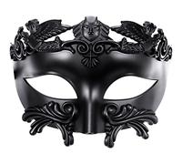 Lilwemen Máscara veneciana de guerrero espartano griego antiguo para hombre, máscara veneciana para boda, fiesta de baile de Burlesque (negro)