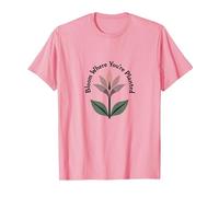 Lily Blooms: Bloom Where You'Re Planted - Cita inspiradora Camiseta, Hombre, Rosado, L