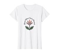 Lily Blooms: Bloom Where You'Re Planted - Cita inspiradora Camiseta, Mujer, Blanco, S