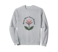 Lily Blooms: Bloom Where You'Re Planted - Cita inspiradora Sudadera, Unisex para Adultos, Gris Jaspeado, XL