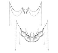 Lily Brown Paquete de 2 medias cadenas cadena ajustable cadena mecánica irregular cubierta facial perfecta para cosplay y amantes de la moda