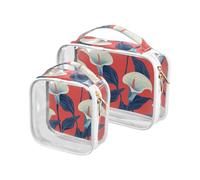 Lily Calla Red Flowers Paquete de 2 bolsas de aseo transparentes para hombre aprobadas por la TSA Multifuncional Bolsa de cosméticos de viaje para hombre Kit de afeitado