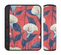 Lily Calla Red Flowers - Paquete de 2 correas de hombro para cinturón de seguridad que protege tu cuello y hombros para bolsa de forro para cinturón de seguridad