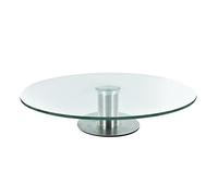 Lily cook Bandeja Redonda Giratoria de Cristal e INOX 30 cm Transparente | Cristal e inox, bandeja redonda giratoria con pie, 30 cm, servicio de mesa, aperitivos y comidas, transparente