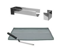 Lily cook - KDO8594 Set de Molde para Tronco y Bandeja para Bizcocho con Espátula de Metal - Diseñado para Postres Caseros - Dimensiones 30 cm - Color Plata y Azul - 37 x 27 x 1 cm