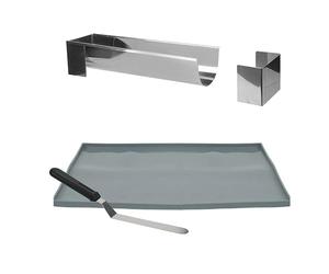 Lily cook - KDO8594 Set de Molde para Tronco y Bandeja para Bizcocho con Espátula de Metal - Diseñado para Postres Caseros - Dimensiones 30 cm - Color Plata y Azul - 37 x 27 x 1 cm