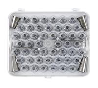 Lily cook - KP5633 Caja de Boquillas y Accesorios de Decoración de Repostería, 52 Boquillas de Acero Inoxidable, 1 Adaptador, 2 Clavos para Flores, 21,2x17,5x17,5 cm, INOX Blanco Transparente