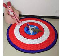 Lily&her Friends -Alfombra de juegos para niños,tamaño grande,antideslizante,de algodón,alfombra de bebé,alfombra de capitán América,alfombra con cordón,alfombras de picnic,redondas,150x59 pulgadas