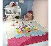 Lily&her friends - Alfombrilla divertida para niños con diseño de familia y madres, juego de juguetes para niños, alfombra de suelo para bebés, antideslizante, duradera y lavable, Castle