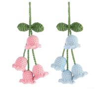Lily Of The Valley - Adorno de espejo retrovisor de ganchillo tejido a mano, decoración colgante de flor de campanilla para interior de automóvil, hilo de algodón suave, 14 cm, 2