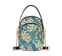Lily Of The Valley - Bolsa de viaje cruzada de moda con fondo turquesa con múltiples bolsillos para mujer