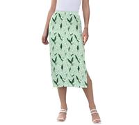 Lily of The Valley - Falda midi de cintura alta para mujer, por debajo de la rodilla, con abertura para el fin de semana, color verde claro, Varios colores, S