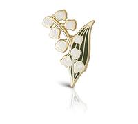 Lily of the Valley - Pin de solapa esmaltado: elegante broche de flores blancas con flores de mayo, regalo de cumpleaños ideal para la colección de amantes de las flores, elegante broche de flores,