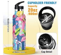 Lily Pulitzer Mason Jars - Botella de agua de acero inoxidable con tapa con pajilla, botella aislada para niños y niñas, deportes, 20 onzas líquidas