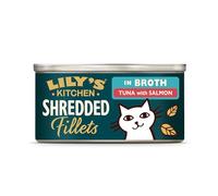 Lily’s Kitchen Elaborado con Ingredientes Naturales Lata de alimento húmedo para Gatos Fillets de atún con salmón en Caldo 24 x 70g