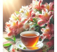 Lily Tea Jigsaw Puzzle 90 Pieces 30x30cm/12x12inch, Difficult Jigsaw Puzzles for Adults 90, Beautiful Art Work, Great Festive Puzzle Gift for Men/Women