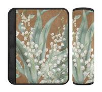 Lily Valley Bellflower Brown 2 piezas lindas fundas para cinturón de seguridad liberan el estrés en tu cuello y hombros para mochila accesorios para carro