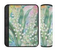 Lily Valley Bellflower Rainbow - Juego de 2 fundas para cinturón de seguridad para mayor comodidad de conducción para sedán, protector para cinturón de carro