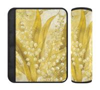 Lily Valley Bellflower Yellow - Funda para cinturón de seguridad para adultos, 2 unidades, protege tu cuello y hombros para Van funda para cinturón de carro