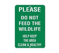 Lilyanaen Letrero de aluminio con texto en inglés "Please Do Not Feed Wildlife Keep Clean & Health", 30,5 x 20,3 cm, diseño retro de color verde vibrante