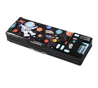 LilyBeauty Pop Up Multifunción Estuche para Niñas y Niños, Lindo Dibujos Animados Caja Organizador Papelería Sacapuntas Planificación Material Escolar para Niños PC50, Negro , medium, Space Man