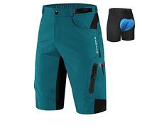 Lilychan Hombres MTB Mountain Bike Short Secado Rápido Trabajo Ligero Golf Pantalones Cortos Casuales 7 Bolsillos Armada+Almohadilla, XXXL