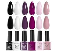Lily'cute - Esmalte de gel UV semipermanente, color blanco negro, 6 colores púrpura, morado claro, Soak Off UV LED manicura, Nail Art 7 ml