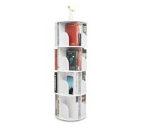 Lilyeriy Funda tipo libro giratoria de 4 niveles, estantería giratoria de 360°, ahorra espacio y silenciosa (silenciosa) - perfecta para dormitorio, salón, estudio o esquina - blanco