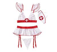 Lilygodx Lenceria Sexy Mujer para Sexo Barata Lindo Erotica Dormir Conjunto Cosplay Enfermera Linda Sexy Inyección Erótica Mujer Sexy Camisón Transparente Reina de Conjunto (Blanco, One Size)