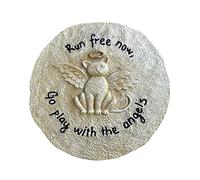 Lily's Home Kitty Angel Pet Loss Garden Memorial - Placa para recuerdo al aire libre para la pérdida de un gato amado, "Run Free Now, Go Play with The Angels", polirresina