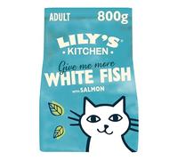 Lily's Kitchen Elaborado con Ingredientes Naturales Alimento seco para Gatos Adultos Receta de Pescado Blanco con salmón sin Cereales, 4 x 800 g