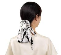 LILYSILK 100% seda de morera Gomas para el pelo, juego de 2 unidades, seda pura para mujer, con bolsa de almacenamiento, cuidado del cabello, patrón de mármol blanco