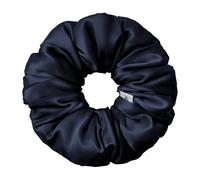 LILYSILK Coletero de seda de morera para mujer, 100 % seda de morera, para mujer, de seda pura, con relleno gigante de cola de caballo, gran tamaño, elástico, lazo grande XL, color azul oscuro