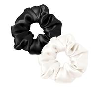 LILYSILK Gomas para el pelo 100% seda de morera para mujer Scrunchies para todo tipo de cabello y condiciones para prevenir la rotura de las puntas abiertas y la caída del cabello, marfil+negro