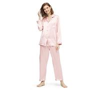 LilySilk Pijama clásico, mangas largas con puños con bandas, 100% pura seda natural de morera [2Pcs Set] para mujer Grande Rosa Claro