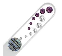 Lima de uñas de cristal decoradas con cristales de Swarovski Elements, con funda de terciopelo negro | Lima de uñas artesanal de auténtico vidrio templado checo con garantía ilimitada