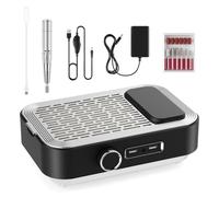 Lima de uñas eléctrica 4 en 1 con aspiradora, lámpara LED y batería externa, 45 000 rpm. Cuidado profesional de las uñas para el hogar y el salón de belleza.